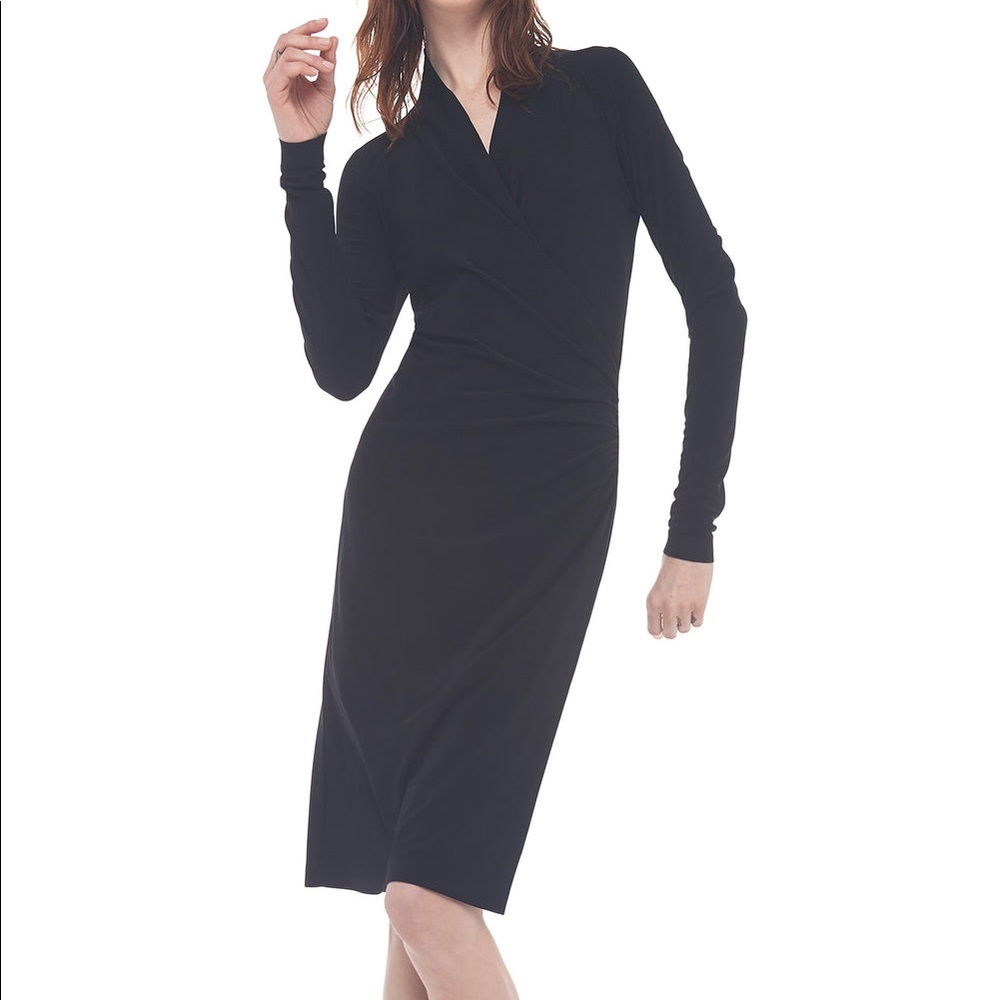 Norma Kamali Black Jersey Side Drape Dress size XS NWT - Picture 2 of 11